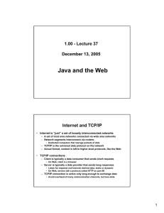 Java and the Web 1.00 - Lecture 37 December 13, 2005