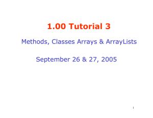 1.00 Tutorial 3 Methods, Classes Arrays &amp; ArrayLists 1
