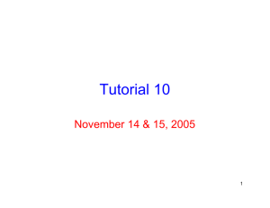 Tutorial 10 November 14 &amp; 15, 2005 1