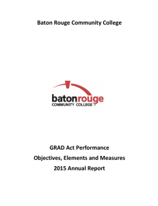 Baton Rouge Community College  GRAD Act Performance Objectives, Elements and Measures