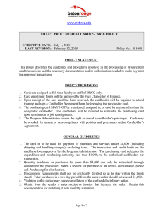 Policy No.  8.1008 TITLE:  PROCUREMENT CARD (P-CARD) POLICY