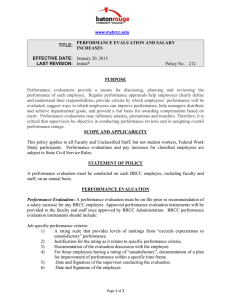 Policy No.  212 PERFORMANCE EVALUATION AND SALARY TITLE: