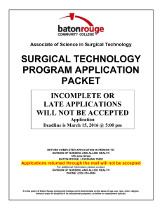 SURGICAL TECHNOLOGY PROGRAM APPLICATION PACKET INCOMPLETE OR