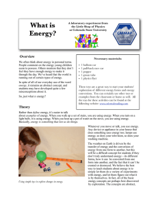 What is Energy? Overview CMMAP