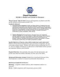 Cloud Formation NS 696 V: Weather and Climate for Educators Standards Addressed: