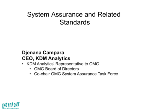 System Assurance and Related Standards Djenana Campara CEO, KDM Analytics