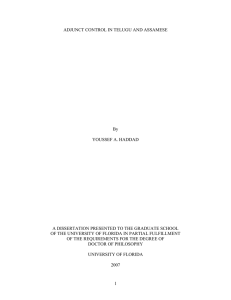 ADJUNCT CONTROL IN TELUGU AND ASSAMESE By YOUSSEF A. HADDAD