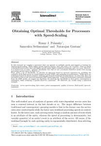 Obtaining Optimal Thresholds for Processors with Speed-Scaling Ronny J. Polansky ,