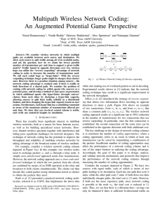 Multipath Wireless Network Coding: An Augmented Potential Game Perspective Vinod Ramaswamy