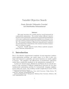 Variable Objective Search Sergiy Butenko , Oleksandra Yezerska ,