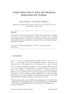 Using Critical Sets to Solve the Maximum Independent Set Problem ∗