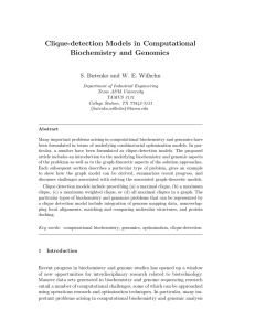 Clique-detection Models in Computational Biochemistry and Genomics