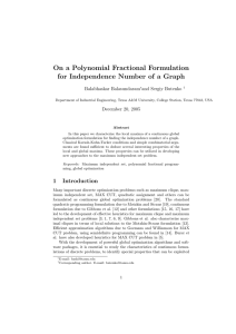 On a Polynomial Fractional Formulation for Independence Number of a Graph