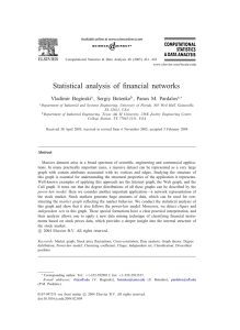 Statistical analysis of $nancial networks VladimirBoginski , Sergiy Butenko , Panos M. Pardalos