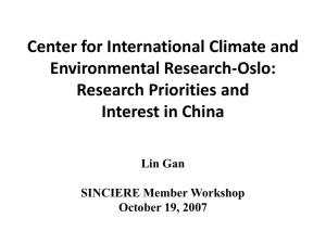 Center for International Climate and Environmental Research-Oslo: Research Priorities and Interest in China