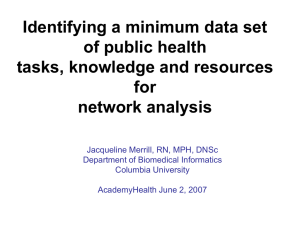 Identifying a minimum data set of public health tasks, knowledge and resources for