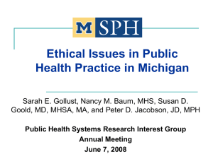 Ethical Issues in Public Health Practice in Michigan