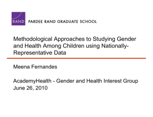 Methodological Approaches to Studying Gender and Health Among Children using Nationally- R