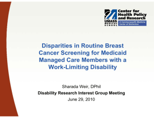 Disparities in Routine Breast Cancer Screening for Medicaid Work-Limiting Disability