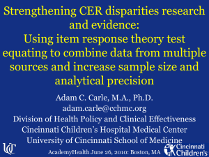 Strengthening CER disparities research and evidence: Using item response theory test