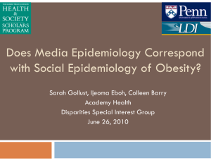 Does Media Epidemiology Correspond with Social Epidemiology of Obesity?