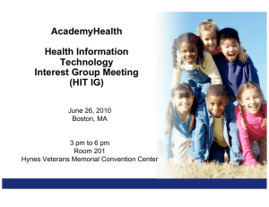 AcademyHealth Health Information Technology Interest Group Meeting