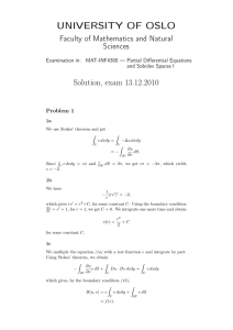 UNIVERSITY OF OSLO Faculty of Mathematics and Natural Sciences Solution, exam 13.12.2010