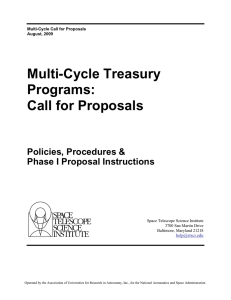 Multi-Cycle Treasury Programs: Call for Proposals Policies, Procedures &amp;