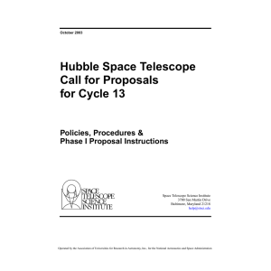 Hubble Space Telescope Call for Proposals for Cycle 13 Policies, Procedures &amp;