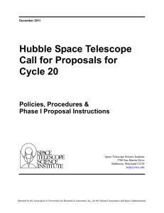 Hubble Space Telescope Call for Proposals for Cycle 20 Policies, Procedures &amp;