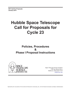 Hubble Space Telescope Call for Proposals for Cycle 23 Policies, Procedures