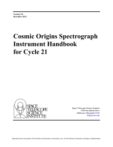 Cosmic Origins Spectrograph Instrument Handbook for Cycle 21 Space Telescope Science Institute