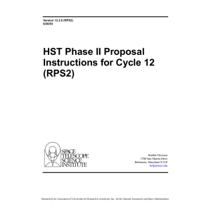 HST Phase II Proposal Instructions for Cycle 12 (RPS2) Hubble Division