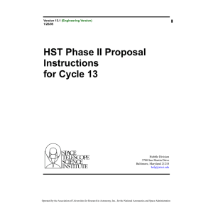 HST Phase II Proposal Instructions for Cycle 13 Hubble Division