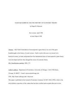 NASH EQUILIBRIUM AND THE HISTORY OF ECONOMIC THEORY revised, March 1999
