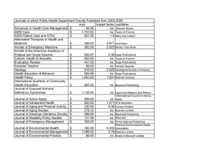 Journals in which Public Health Department Faculty Published from 2003-2005 cost