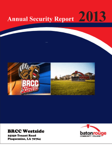 2013 Annual Security Report BRCC Westside 25250 Tenant Road