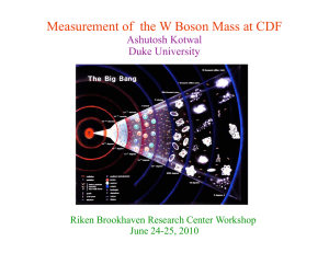 Measurement of  the W Boson Mass at CDF Ashutosh Kotwal