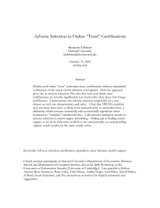 Adverse Selection in Online “Trust” Certifications