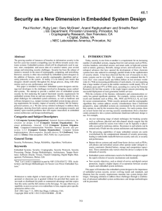 Security as a New Dimension in Embedded System Design