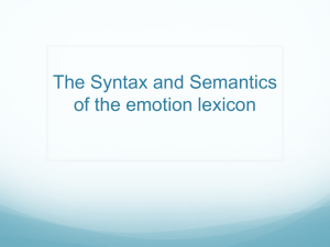 The Syntax and Semantics of the emotion lexicon