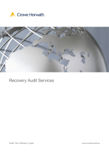 Recovery Audit Services Audit | Tax | Advisory | Legal www.crowehorwath.es