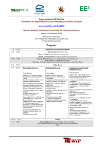 Program Trans-Atlantic INFRADAY Conference on Applied Infrastructure Modeling and Policy Analysis