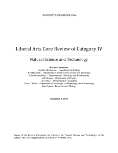 Liberal Arts Core Review of Category IV Natural Science and Technology