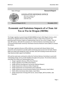 Economic and Emissions Impacts of a Clean Air LEGISLATIVE REVENUE OFFICE