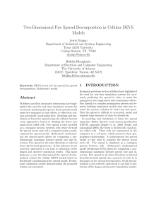 Two-Dimensional Fire Spread Decomposition in Cellular DEVS Models