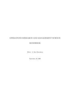 OPERATIONS RESEARCH AND MANAGEMENT SCIENCE HANDBOOK Editor : A. Ravi Ravindran