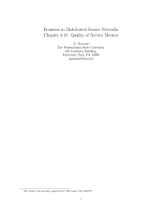 Frontiers in Distributed Sensor Networks Chapter 4.10: Quality of Service Metrics