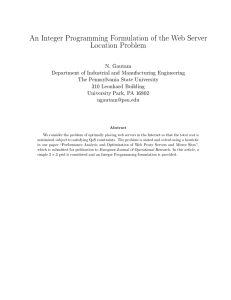 An Integer Programming Formulation of the Web Server Location Problem