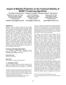 Impact of Mobility Prediction on the Temporal Stability of  Aravindhan Venkateswaran